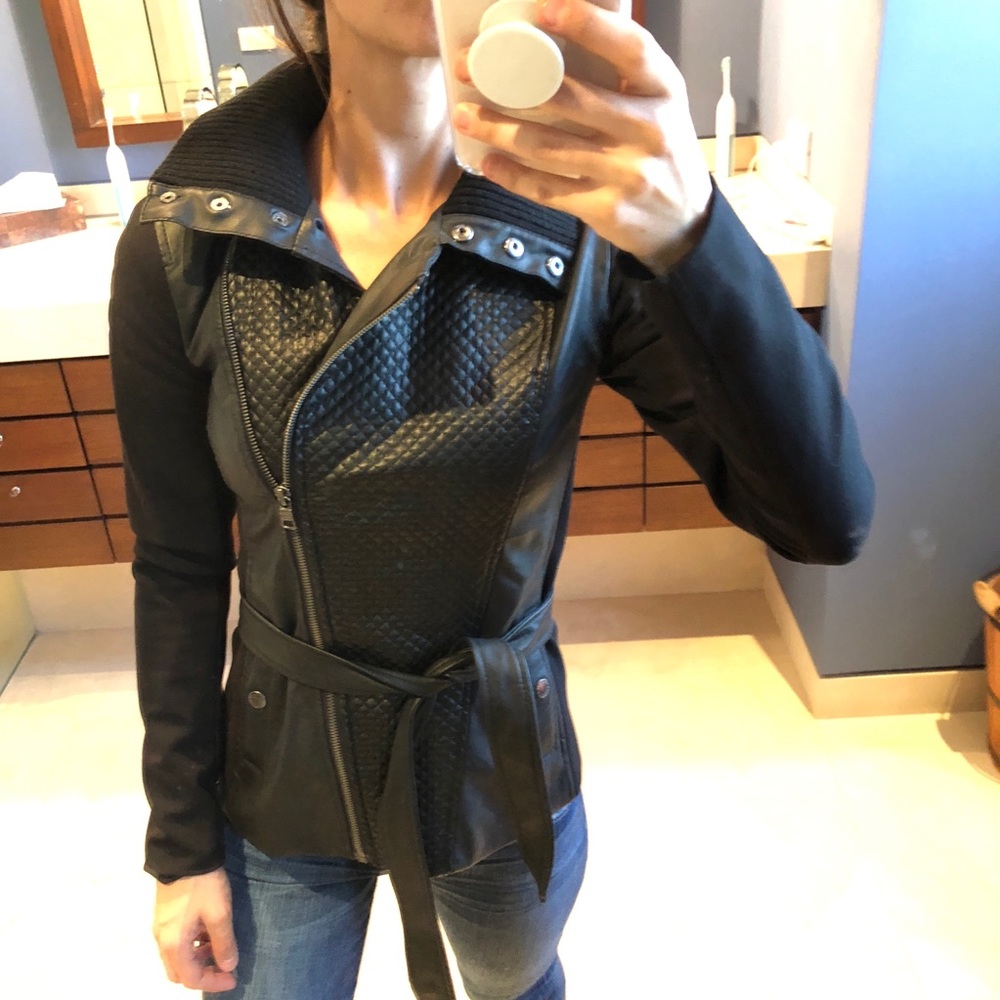 Armani Exchange Faux black leather jacket.